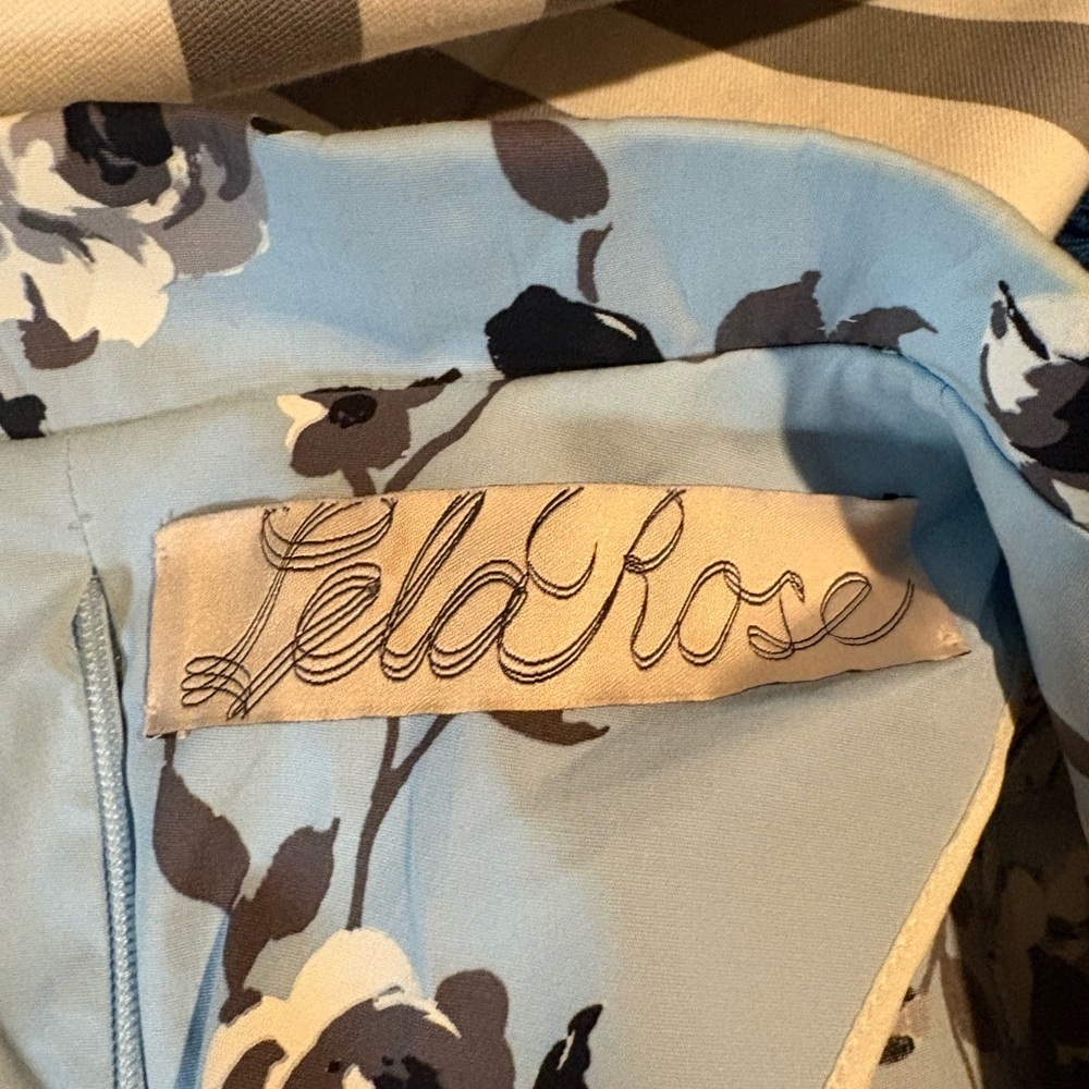 Lela Rose Powder Blue Floral Wrap-Style Midi Dress - Picture 2 of 2